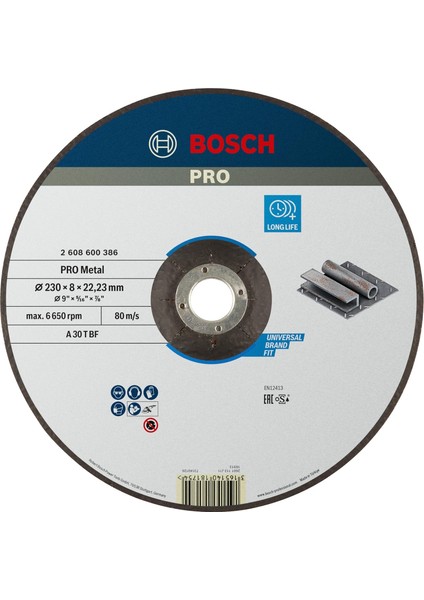 Professional Accessories - 230 * 8, 0 mm Expert Serisi Metal Taşlama Diski (Taş)