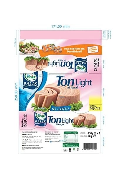 Pınar Ton Balık Light, 150 G x 2