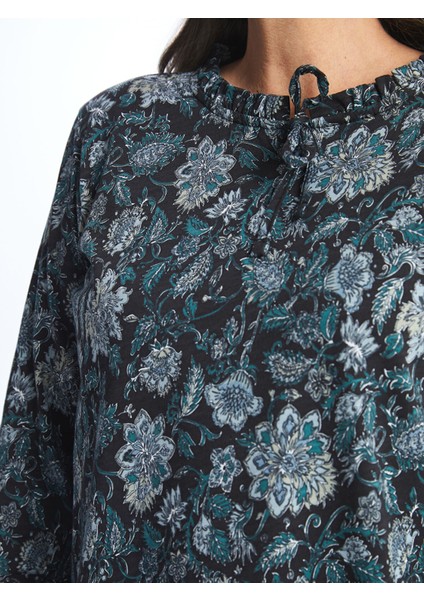 Yeni Sezon Bağlamalı Yaka Desenli Kadın Bluz modelleri