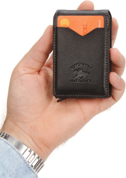 Erkek Mekanizmalı Kartlık ve Cüzdan NEW377 - Siyah