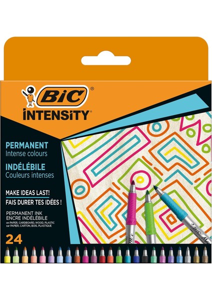 Intensity Permanent Kalıcı Markör 24'lü Kutu, 24 Canlı Renk, Kauçuk Tutaç, Hızlı Kuruma, Hafif Koku