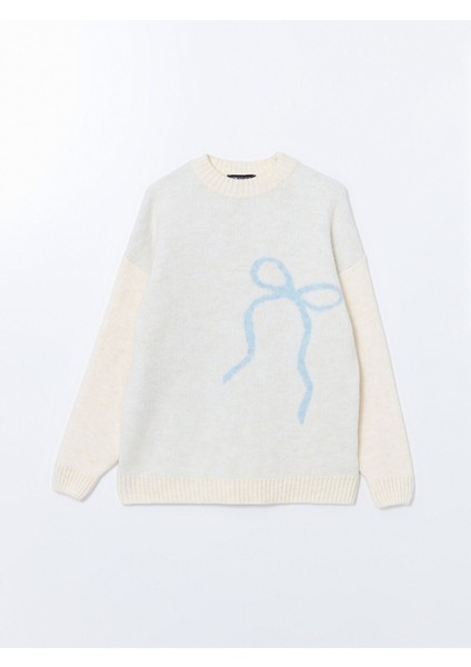 Yeni Sezon Bisiklet Yaka Kurdele Baskılı Kadın Triko Kazak indirimleri