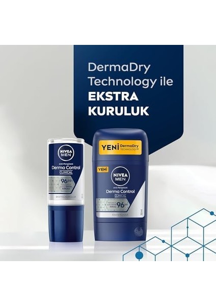 Nıvea Men Erkek Roll On Deodorant Derma Control Clinical 50 Ml,96 Saat Üstün Koruma,anti-Perspirant,c Vitamini,ekstra Kuruluk fiyatları
