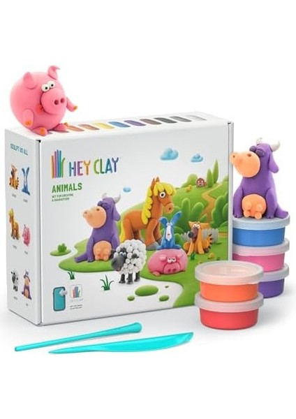 Clay Hayvanlar Seti - Hava ile Kuruyan 15 Kutu Kil Seti ve Şekillendirme Aletleri ile ve Etkileşimli Talimatlar Uygulaması modelleri