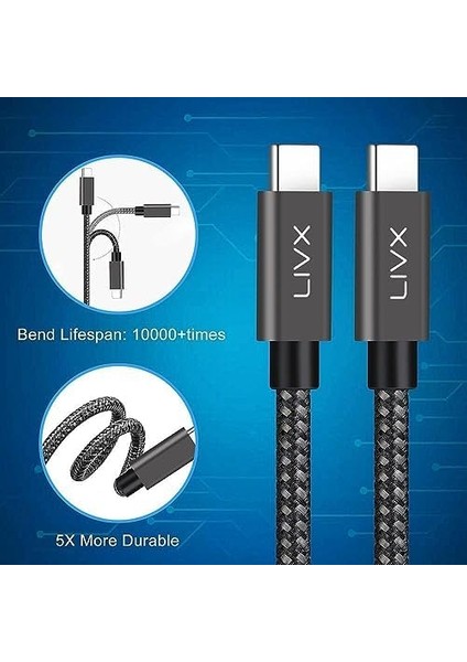 100W 5A Type C To Type C 3 Metre Hızlı Şarj ve Kablosu Halat Örgülü Space Gray fiyatları