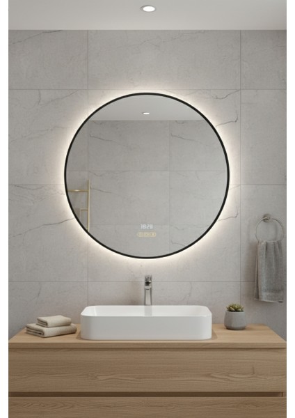 Akıllı Buhar Tutmaz Hareket Sensörlü 3 LED Işıklı Dekoratif Banyo Aynası 70 cm
