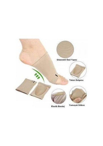 Optana Ayak Çorabı 1 Çift Kumaş Ayak Ark Destek Çorabı Ayak Boşluk