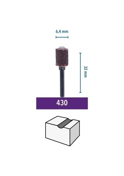430 Zımpara Bandı ve Mandren Aksesuar Seti, Ahşap ve Plastikte, 60 Kumlu, 6,4 Mm, 2'li modelleri