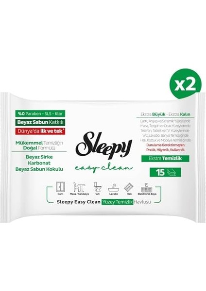 Sleepy Easy Clean Yüzey Temizlik Havlusu&mendili Seyahat Boy 2X15 (30 Yaprak) fiyatları