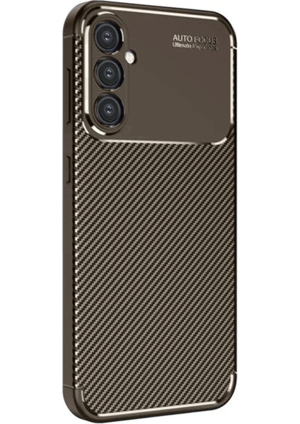 Samsung Galaxy A26 Kılıf Auto Focus Karbon Kapak - Kahverengi