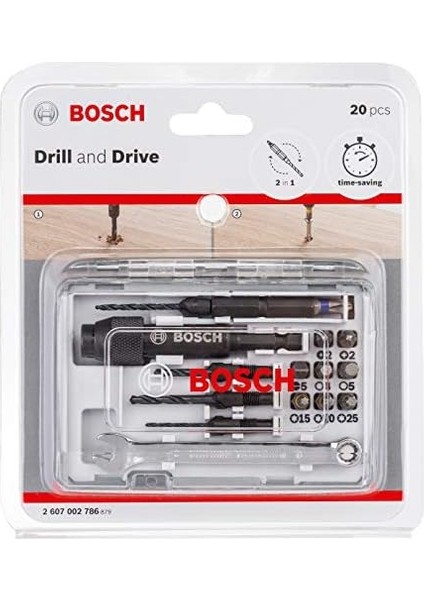 2607002786 3 In 1 Set Drill & Drive: Delme, ve Vida Ph2; Ph2; Pz2; Sl5; H4; H5; T15; T20; T25 modelleri