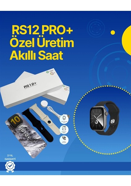 . RS12 Pro+ 2025 Serisi Full Ekranlı Akıllı Saat – 2gb Hafıza, Titanyum Kasa, Suya Dayanıklı, Uzun Şarj Süresi Garantili Model