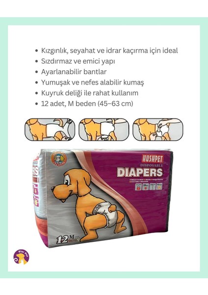 Ultra Emici Köpek Külot Çiş Pedi M Beden 12'li fiyatları