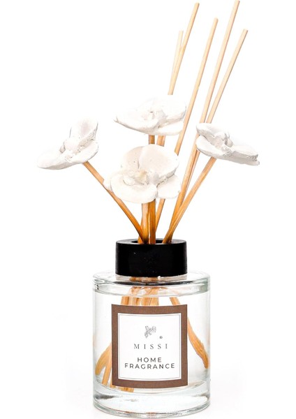 100 ml Ekru Orkide Taş Bambu Çubuklu Vanilya Sandal Oda Kokusu