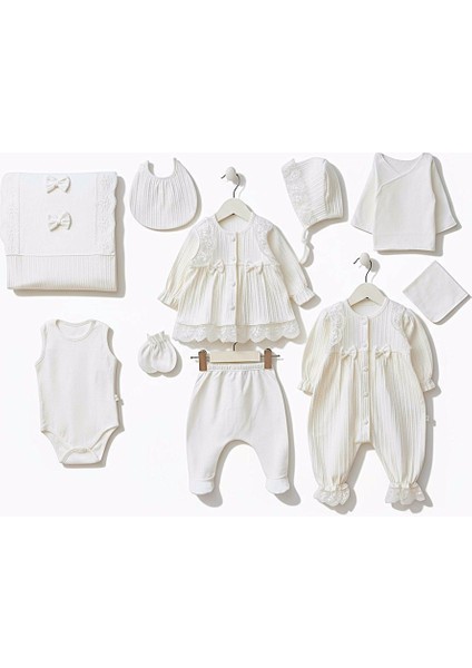 0-3 Ay Kız Bebeklere Organik Pamuk Premium Kalite Monalisa Dantelli 10 Lu Takım