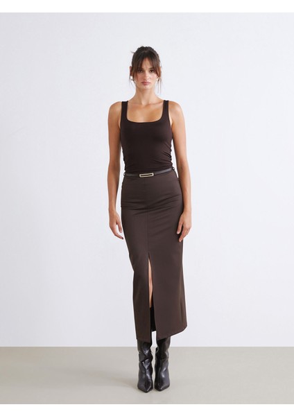 Yeni Sezon Beli Fermuarlı Yırtmaçlı Etek fiyatları