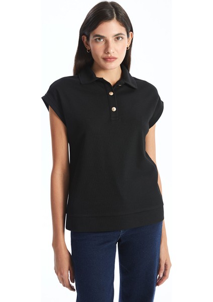 Yeni Sezon Polo Yaka Dokulu Kadın Tişört