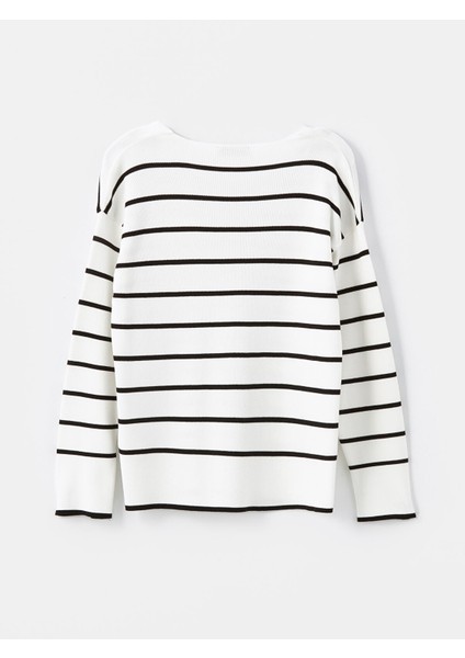 Yeni Sezon V Yaka Çizgili Uzun Kollu Kadın Triko Kazak indirimleri