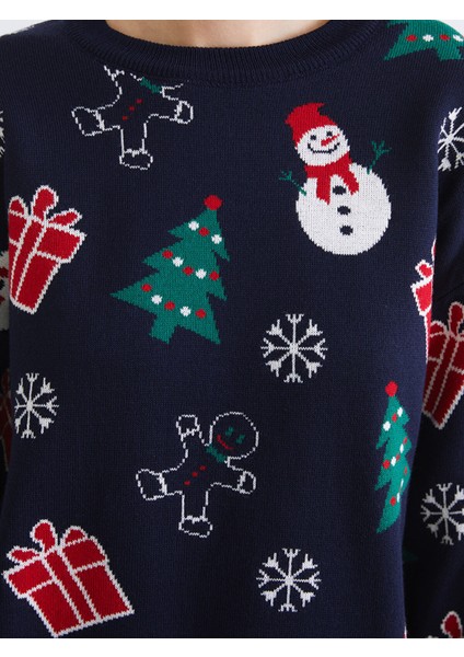 Yeni Sezon Bisiklet Yaka Yılbaşı Temalı Kadın Triko Kazak modelleri