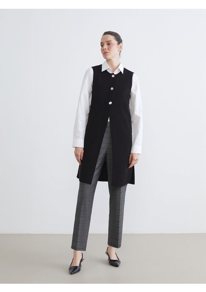 Yeni Sezon Beli Lastikli Ekose Kadın Pantolon