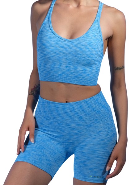 Tayt Crop Takım-Mavi