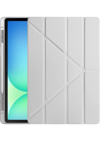 Ipad Air 13 (2024) Kılıf Kalemlikli Mars Tablet Kılıfı - Gri