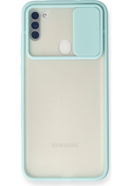 Samsung Galaxy A11 Kılıf Palm Buzlu Kamera Sürgülü Silikon - Turkuaz