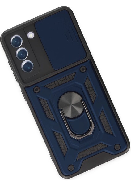 Samsung Galaxy S21 Fe Kılıf Pars Lens Yüzüklü Silikon - Lacivert modelleri