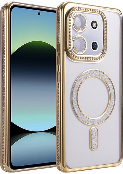 Xiaomi Redmi 15C 4g Joke Simli Magneticsafe Kılıf - Gold