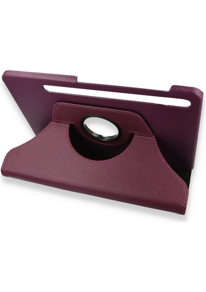 Samsung Galaxy X800 Tab S8 Plus 12.4 Kılıf 360 Tablet Deri Kılıf - Mürdüm