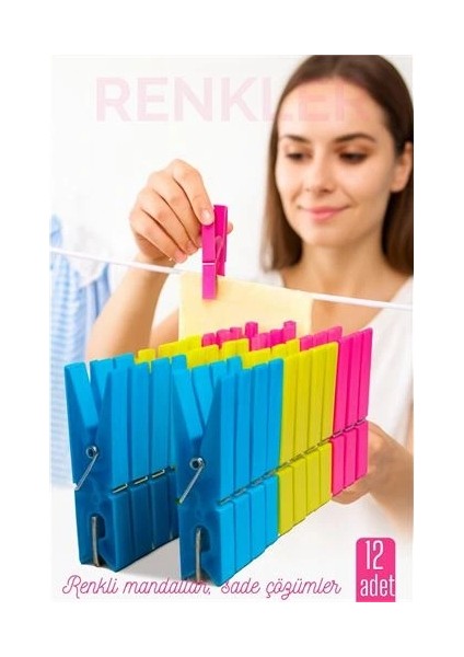 12’li Plastik Mandal Seti – Renkli, Dayanıklı, Çok Amaçlı Tutuş Ustası