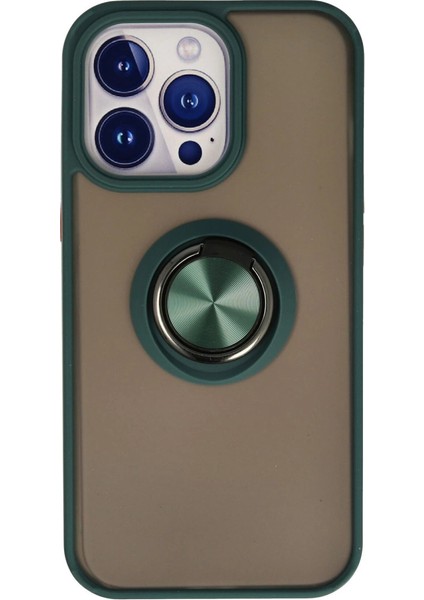 Iphone 15 Pro Max Kılıf Montreal Yüzüklü Silikon Kapak - Yeşil