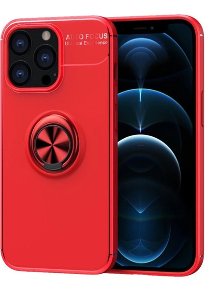 Iphone 13 Pro Kılıf Range Yüzüklü Silikon - Kırmızı