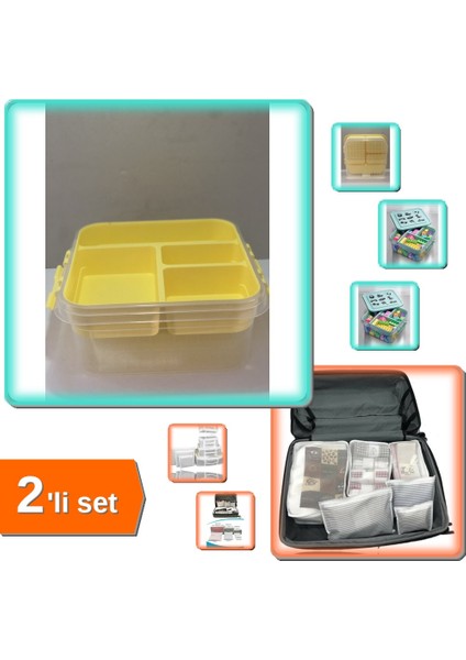Bölmeli Oyuncak Saklama Kutusu + 6 Parça Çanta Düzenleyici Set - 2li Set N9G5F2