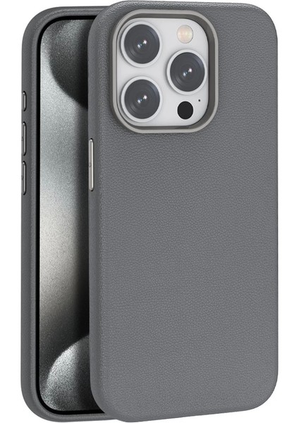 Joko Iphone 15 Pro Max Kılıf Wonder Deri Magsafe Kapak - Titan Gri