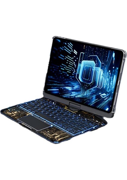 JP11 Ipad Pro 11 (2022) Kılıf Vales Dönen Ledli Klavyeli Tablet Kılıfı - Siyah