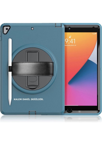 Ipad 10.2 (7.nesil) Kılıf Hand Strap Tablet Kılıfı - Turkuaz