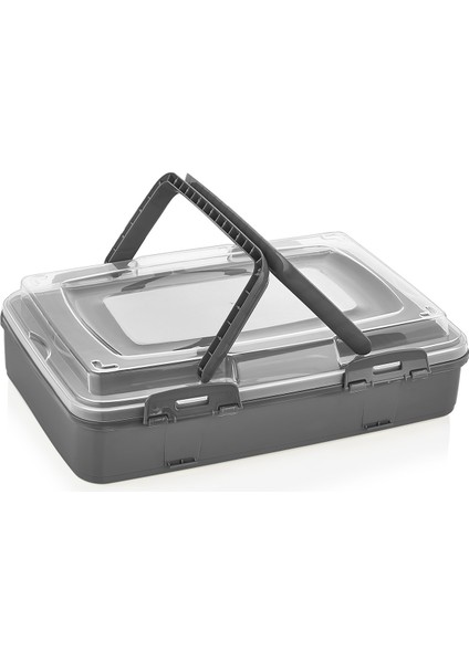 Qlux Pasta Börek Kek Tepsi Borcam Kamp Piknik Taşıma Saklama Sunum Kabı L-00719 Bpa Içermez