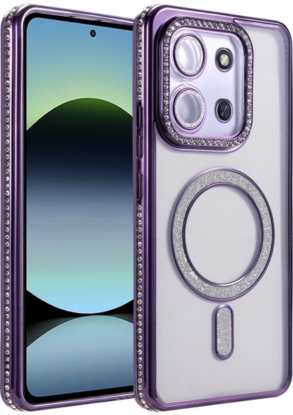 Xiaomi Redmi 15C 4g Joke Simli Magneticsafe Kılıf - Derin Mor