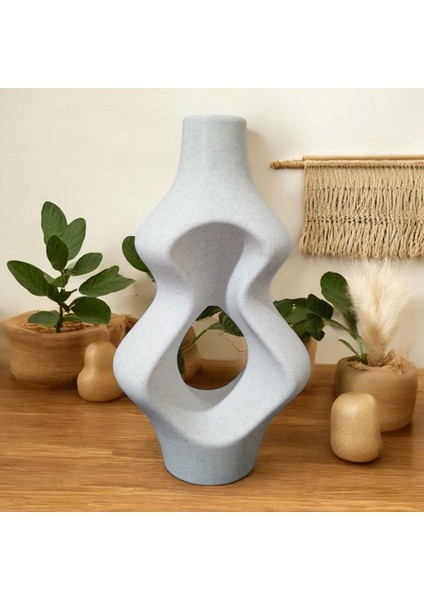 Ceresshop Ekru Benekli Modern Dekoratif Vazo Beyaz fiyatları