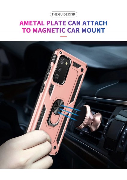 Samsung Galaxy A02S Kılıf Sofya Yüzüklü Silikon Kapak - Rose