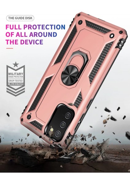 Samsung Galaxy A02S Kılıf Sofya Yüzüklü Silikon Kapak - Rose