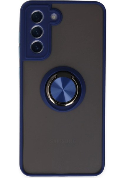 Samsung Galaxy S21 Fe Kılıf Montreal Yüzüklü Silikon Kapak - Lacivert