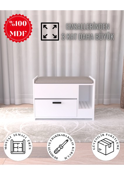 Kedi Tuvalet Dolabı Puf | Gizli Girişli | %100 Mdf