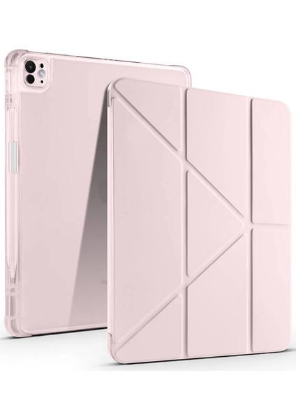 Ipad Air 13 (2024) Kılıf Kalemlikli Mars Tablet Kılıfı - Rose Gold