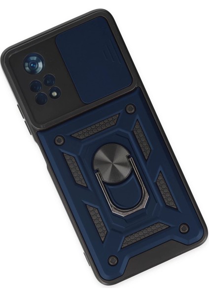 Xiaomi Poco X4 Pro 5g Kılıf Pars Lens Yüzüklü Silikon - Lacivert modelleri