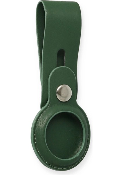 Airtag Askılı Deri Kılıf - Koyu Yeşil