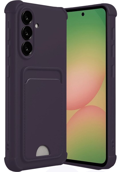 Samsung Galaxy A56 Kılıf Kelvin Kartvizitli Silikon - Derin Mor