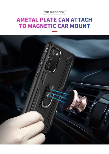 Samsung Galaxy A02S Kılıf Sofya Yüzüklü Silikon Kapak - Siyah