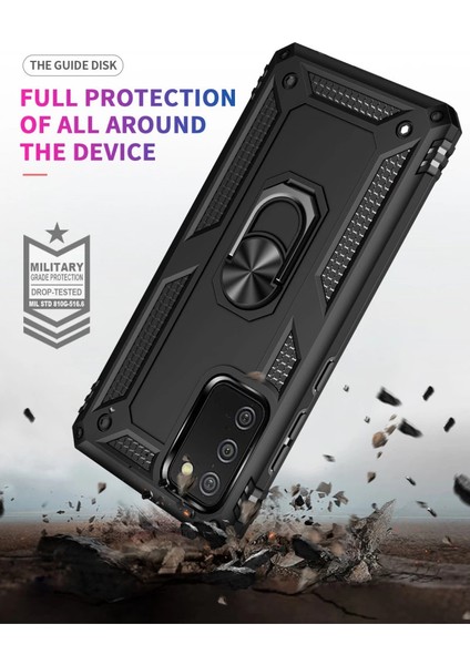 Samsung Galaxy A02S Kılıf Sofya Yüzüklü Silikon Kapak - Siyah